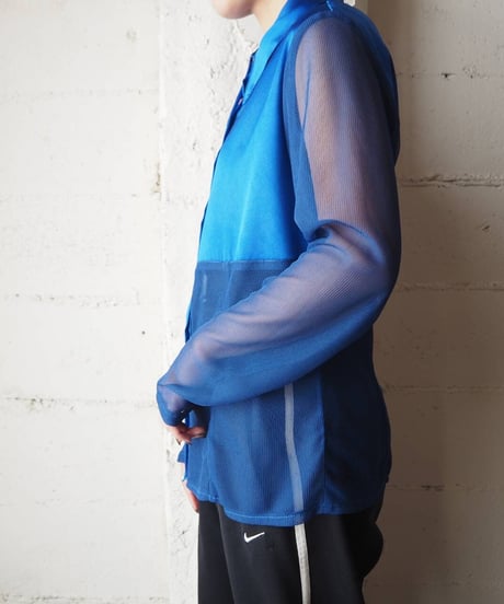 Sheer × Satin Switching Shirt BL