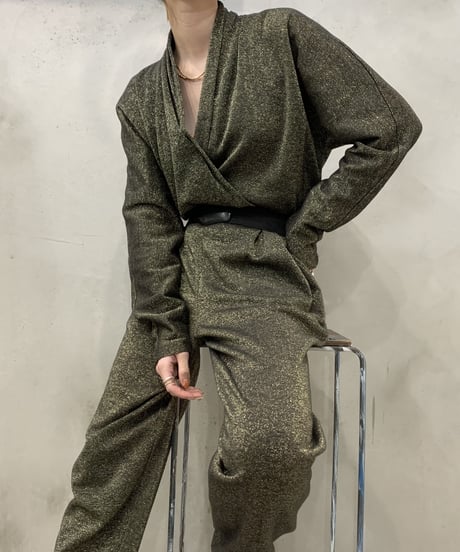 Shawl Collar Glitter  Jump Suit BKGD
