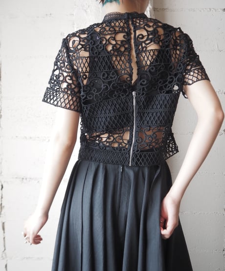 Stand Collar Lace Blouse BK