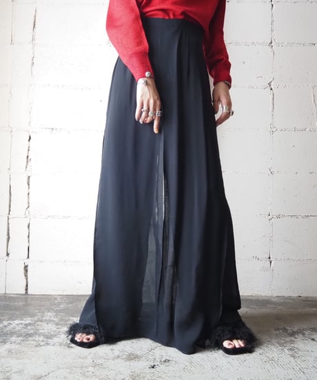 Sheer Layered Design Pants BK