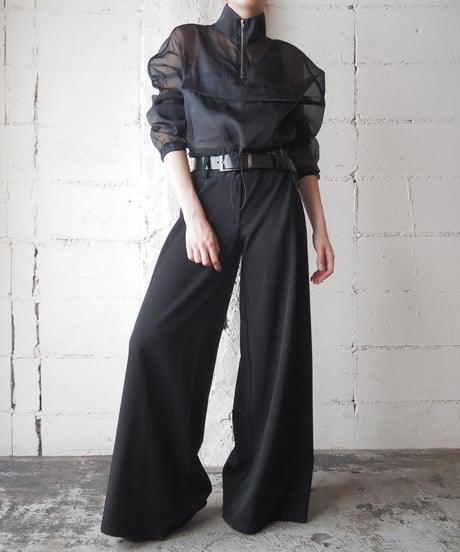 Sheer Half Zip Short Jacket BK