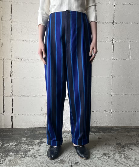 Stripe Tuck Wide Pants BLBK