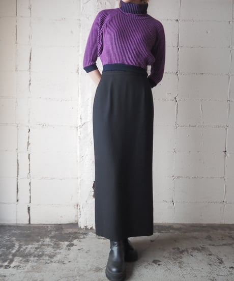 Bicolor Rib Short Knit PURBK