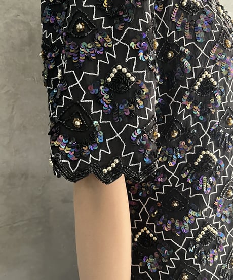 Pattern Design Sequin Blouse BKPUR