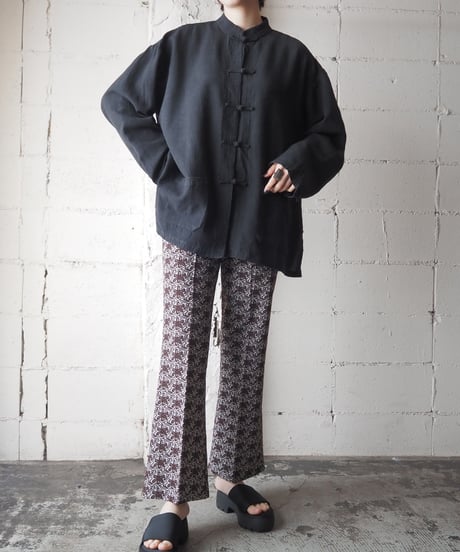 1970's Flower Pattern Flared Easy Pants BRWH