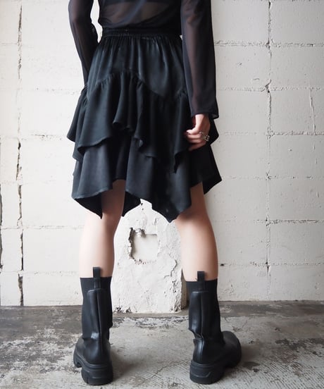 Hem Design Easy Mini Skirt BK
