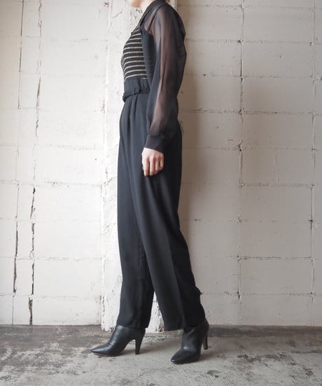 Sleeveless Border Rib Knit Jumpsuits BKGD
