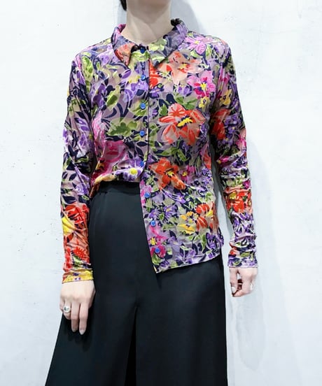 Desigual  Opal Velour Flower Pattern Shirt PURGN