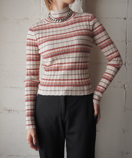 Border Mock Neck Rib Knit IV PI