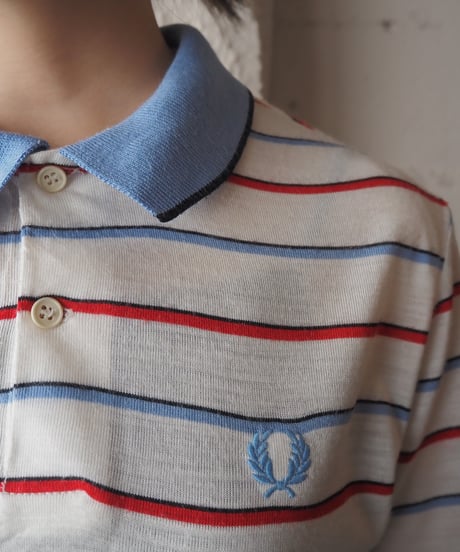 REMAKE FREDPERRY Stripe Poloshirt WH BL RE