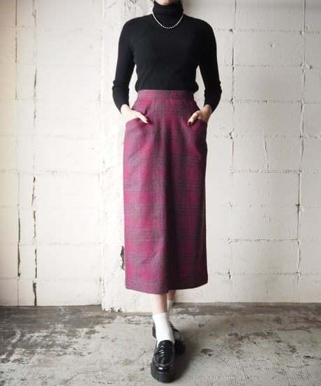 Wool Check Tight Skirt PIGR