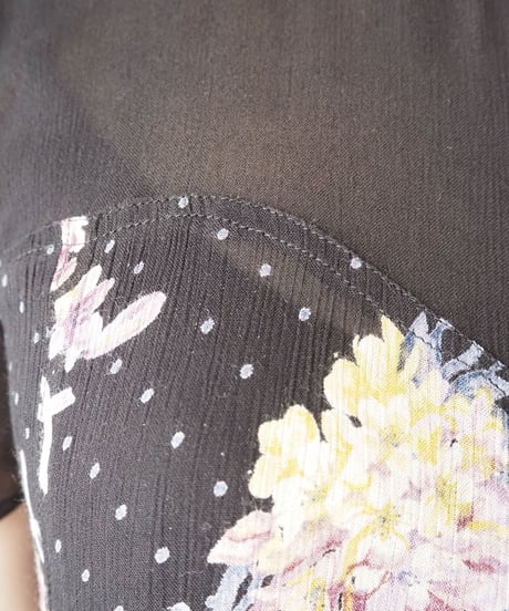 Flower Pattern Docking Design Dress BK