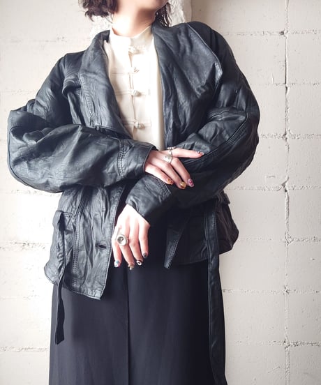 Design Collar Leather Jacket BK