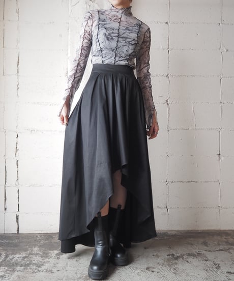 Fishtail Tuck Flare Skirt BK