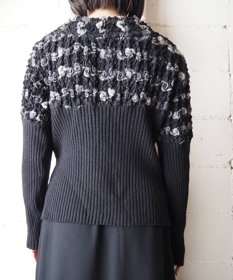 Shirring×Long Rib @ Pattern Knit BK