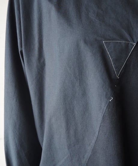 Asymmetric Design Stand Collar Shirt BK