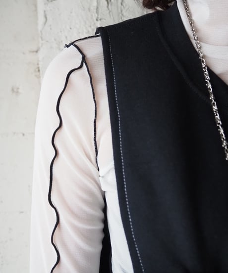 Remake Drawstring Sweat Vest BK