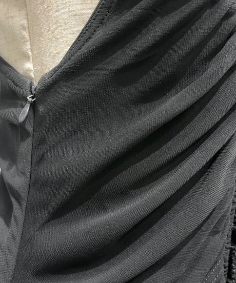 Neck Strap Gather Design Dress BK