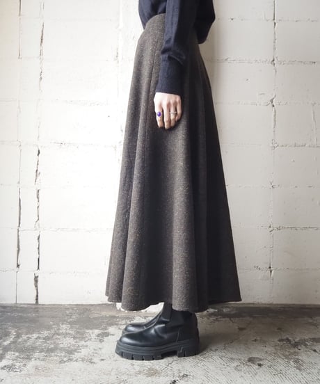 Flared Tweed Long Skirt DBR