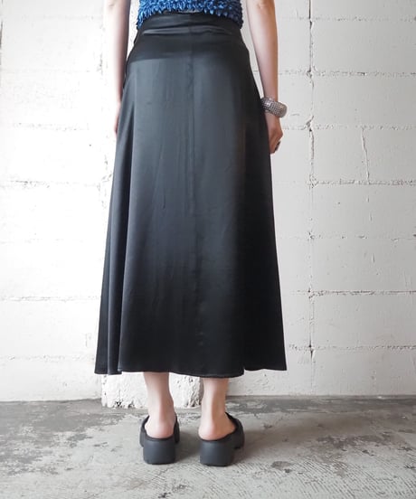 Satin Semi Flared Skirt BK
