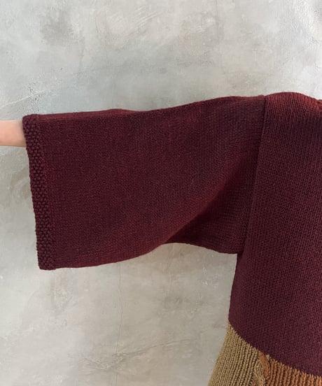 Hem Color Pattern Volume Sleeve Knit BURBR