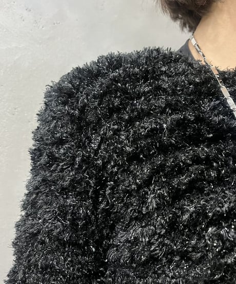 Lame Mix Shaggy Knit BK
