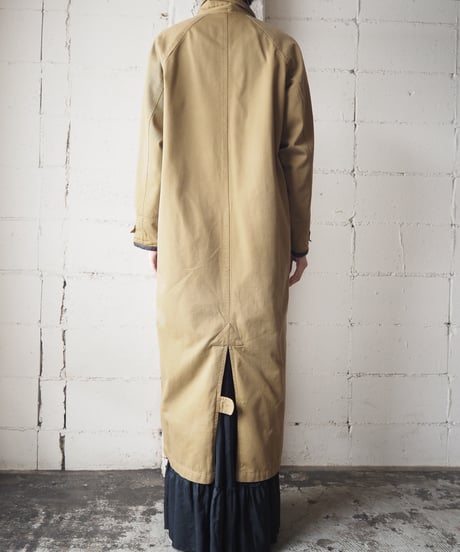 Leather Collar Cotton Long Coat CM