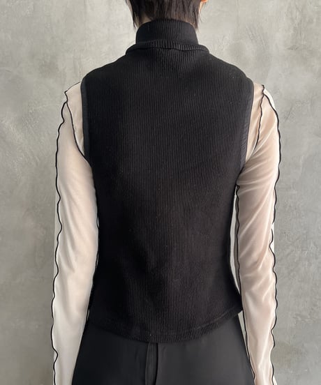 N/S High Neck Double Zip Up Tops BK