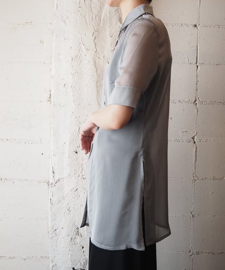 Sheer Side Slit Shirt GR