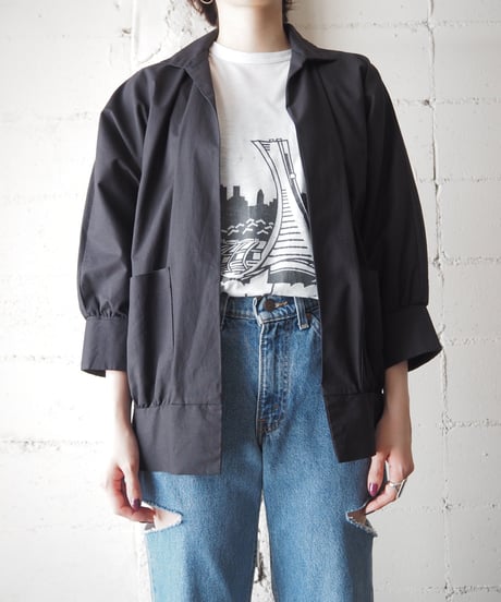 Open Collar Dolman Sleeve Jacket BK