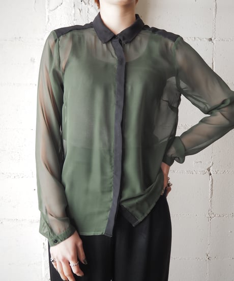 Bicolor Sheer Shirt GNBK