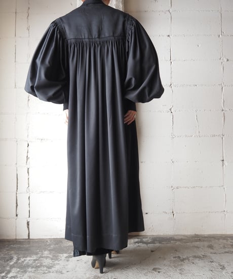 Remake Long Rib Gather Coat BK