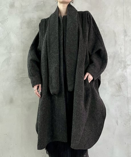 Collar Design Side Slit Dolman Sleeve Coat GR