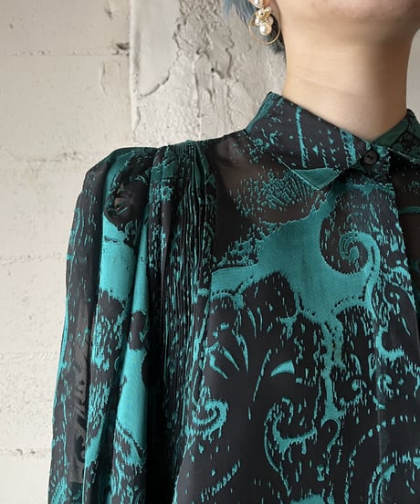 Pleated Volume Sleeve Opal Blouse GN