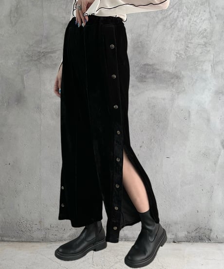 Side Snap Velour Pants BK
