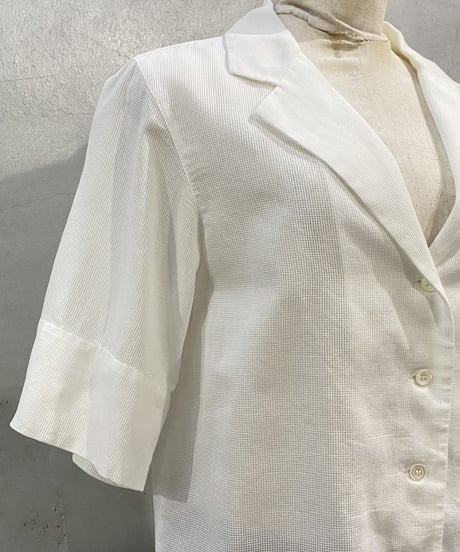 agnes b. S/S Open Collar Cotton Shirt WH