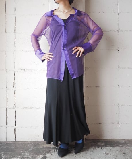 Satin × Sheer L/S Shirt PUR