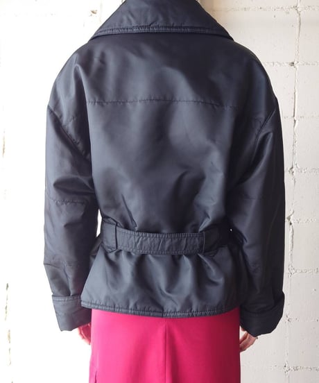 Open Collar Belted Jacket BK