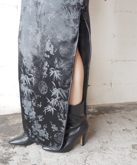 Shadow Pattern Sleeveless China Dress BK