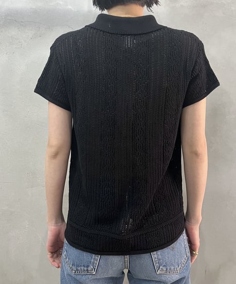 Knit Short Sleeve Polo Shirt BK