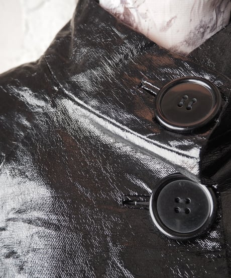 Stand Collar Patent Short Jacket BK