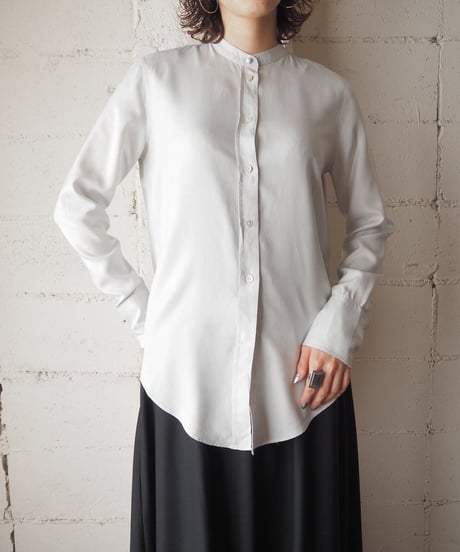 Band Collar Silk Shirt WH