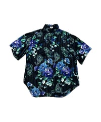 Flower Shadow Stripe Pattern Shirt BKBL