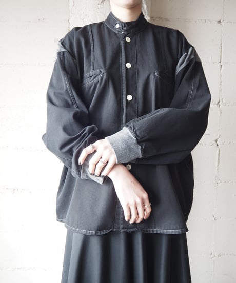 White Stitch Switching Shirt BKGR