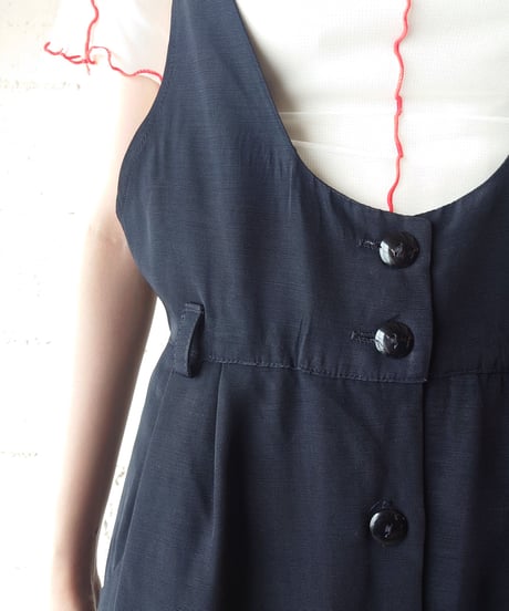 Front Button Sleeveless Dress BK
