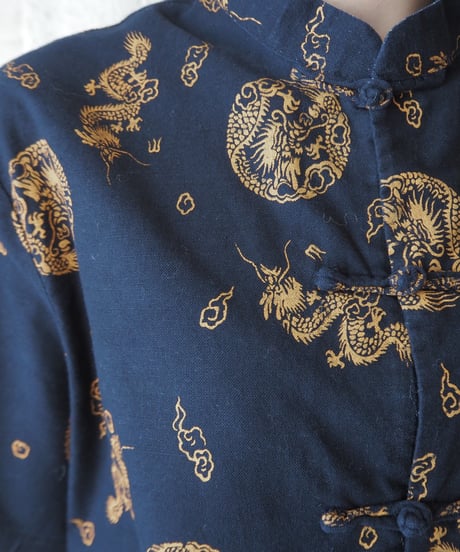 Dragon Pattern China Shirt BKOR