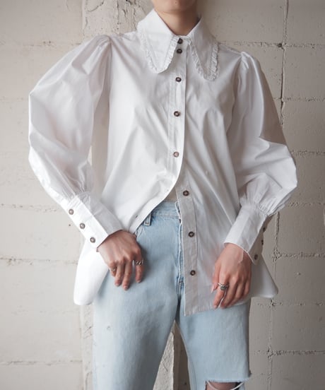 GANNI Volume Sleeve Blouse WH