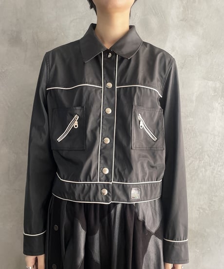 White Piping Western Jacket BK