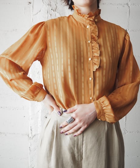 Stripe Stand Collar Blouse YE