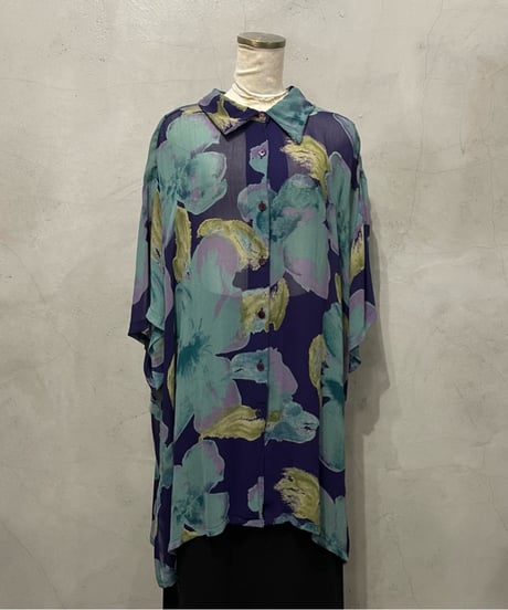 Flower Pattern Sheer Shirt PURGN